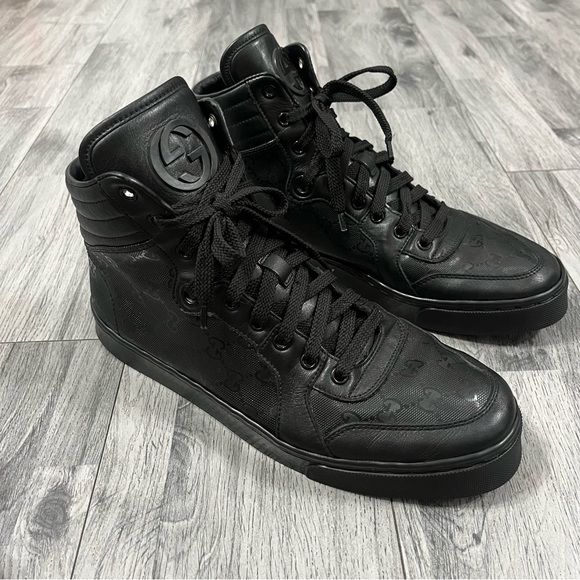 GUCCI High Top Sneakers GG Monogram Logo Made in Italy - Picture 1 of 11